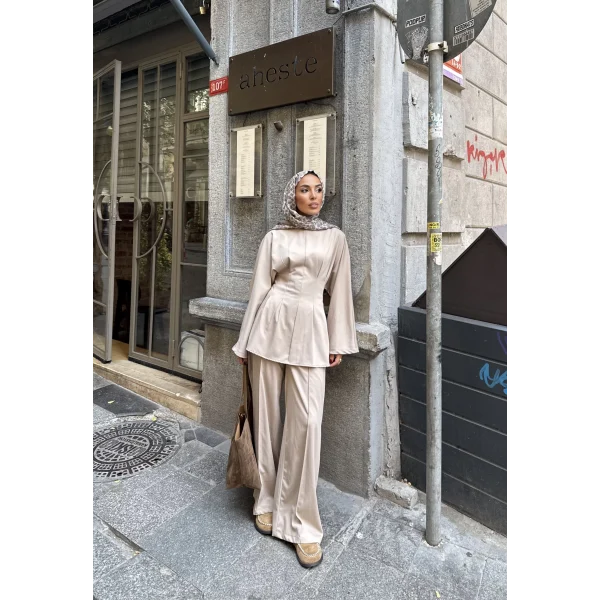 Esil Krep Takım - Bej