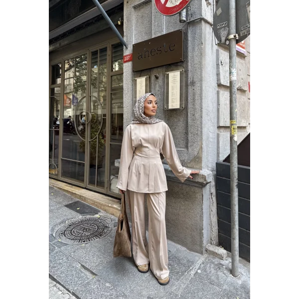 Esil Krep Takım - Bej