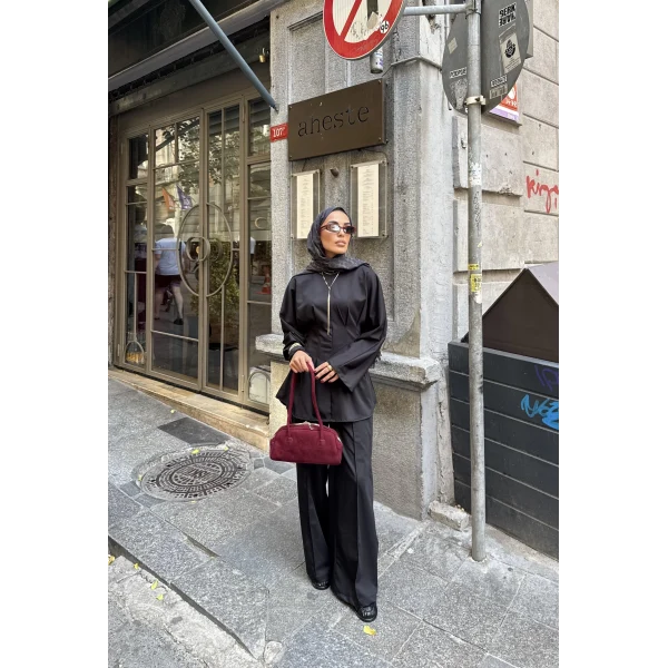 Esil Krep Takım - Siyah