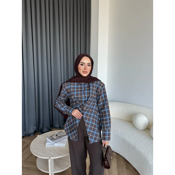 Esla Kareli Gömlek - Kahve