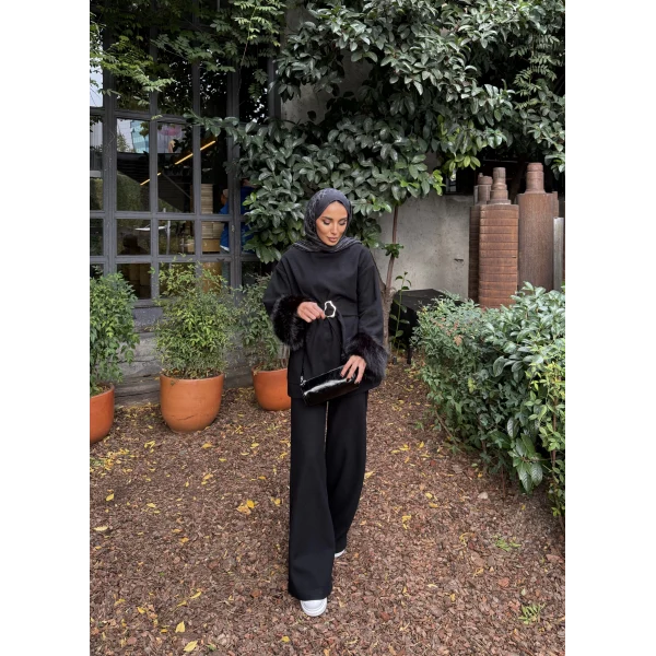 Estes Kolu Kürklü Takım - Siyah