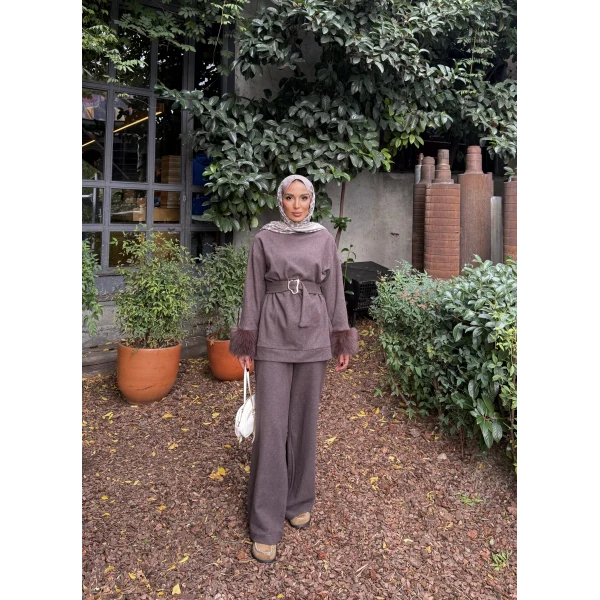 Estes Kolu Kürklü Takım - Vizon