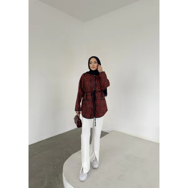 Etnik Desen Biyeli Ceket