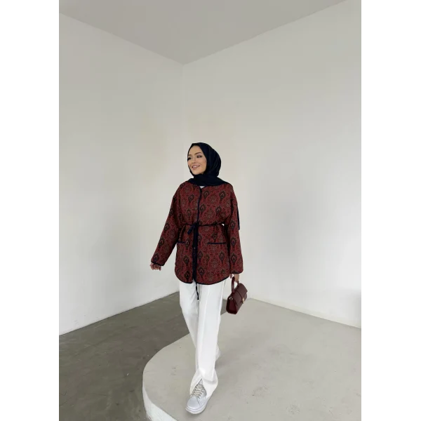 Etnik Desen Biyeli Ceket