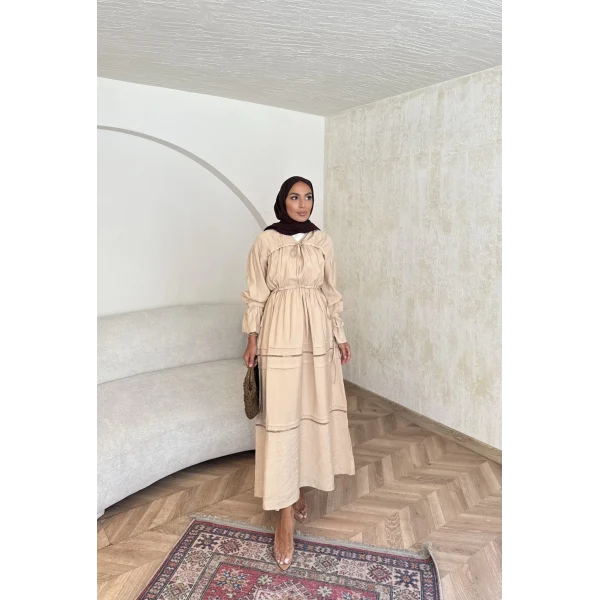 Exlan İndirimli Elbise - Bej