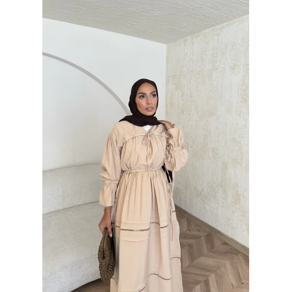 Exlan İndirimli Elbise - Bej
