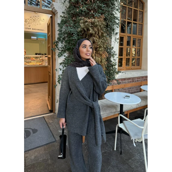 Fireya Bağlamalı Triko Takım - Antrasit