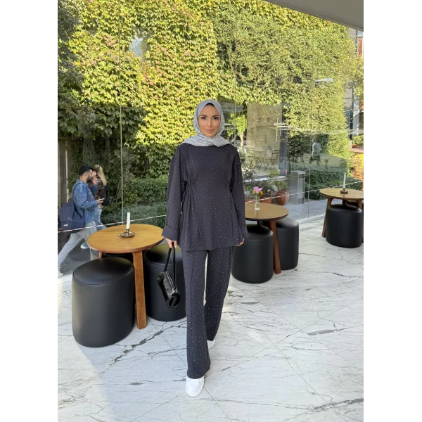 Bendetta Taşlı Oysh Takım - Antrasit