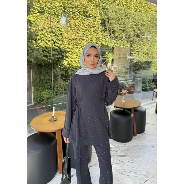 Bendetta Taşlı Oysh Takım - Antrasit