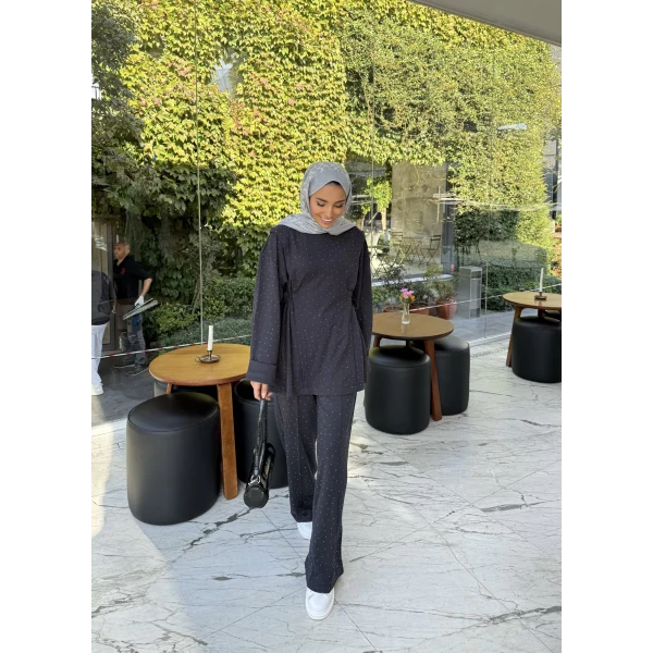 Bendetta Taşlı Oysh Takım - Antrasit