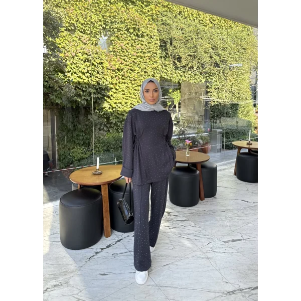 Bendetta Taşlı Oysh Takım - Antrasit