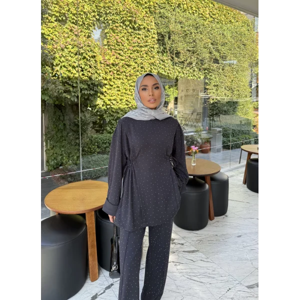 Bendetta Taşlı Oysh Takım - Antrasit