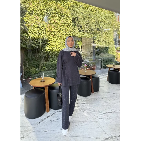 Bendetta Taşlı Oysh Takım - Antrasit