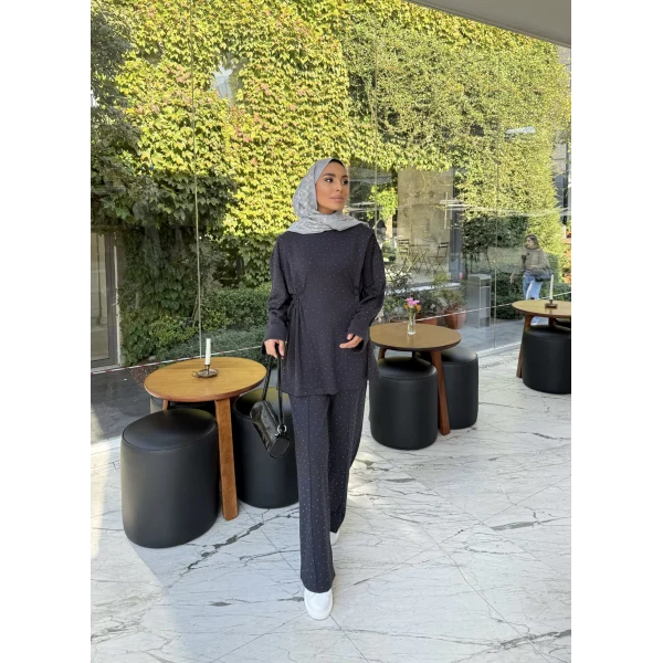 Bendetta Taşlı Oysh Takım - Antrasit