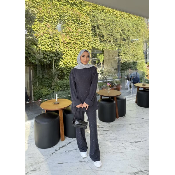 Bendetta Taşlı Oysh Takım - Antrasit