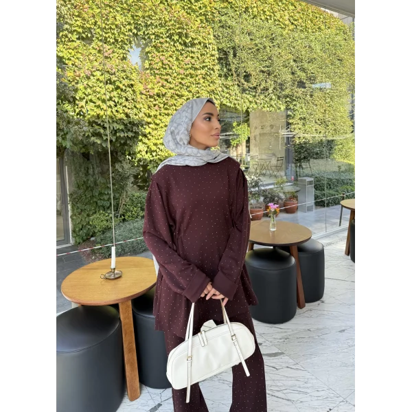 Bendetta Taşlı Oysh Takım - Bordo