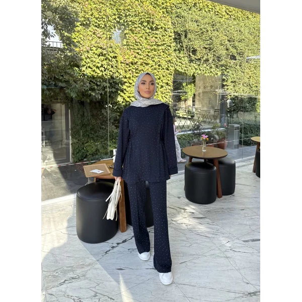 Bendetta Taşlı Oysh Takım - Lacivert