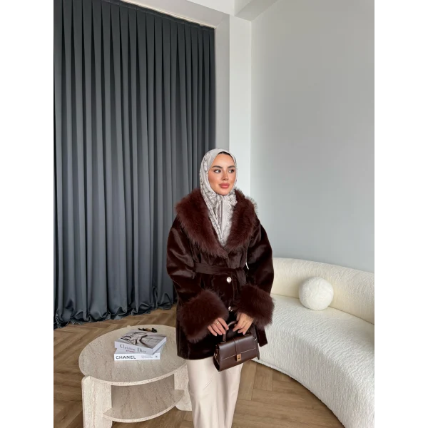 Gold Düğmeli Mont - Acı Kahve