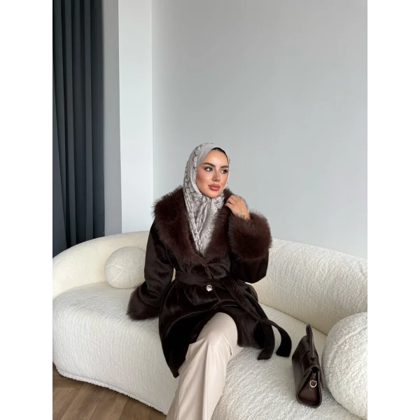 Gold Düğmeli Mont - Acı Kahve