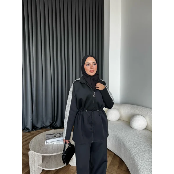 Gollan Fermuarlı Scuba Takım - Siyah