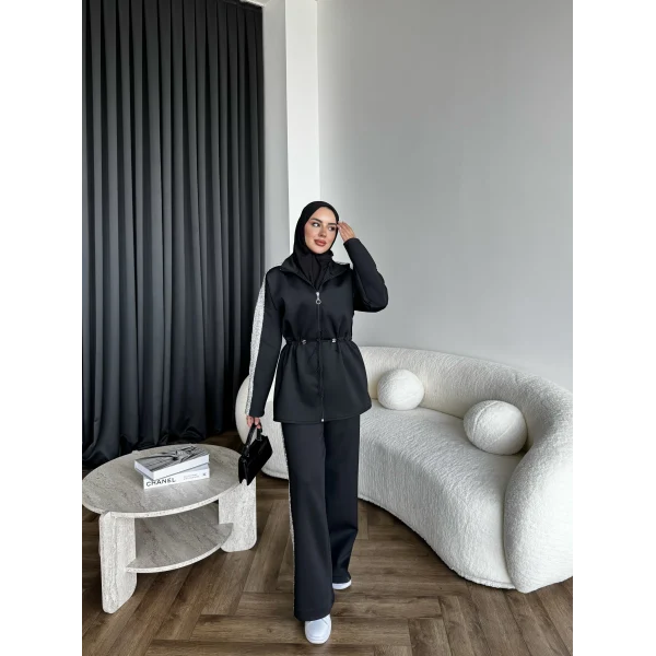 Gollan Fermuarlı Scuba Takım - Siyah