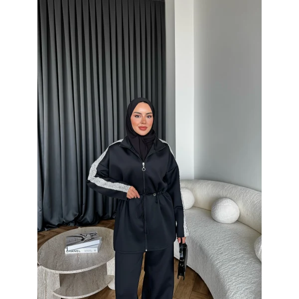 Gollan Fermuarlı Scuba Takım - Siyah