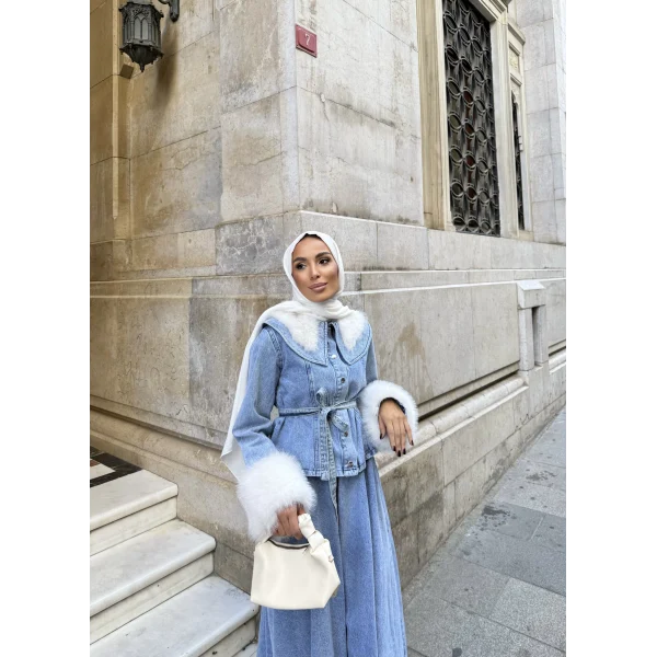 Gülin Kürk Detay Etekli Kot Takım