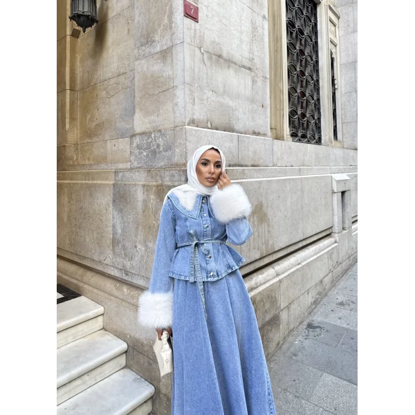 Gülin Kürk Detay Etekli Kot Takım