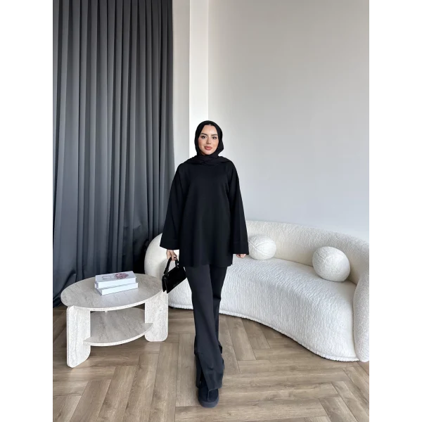 Gülsy Kol Detay Simli Triko Kazak - Siyah