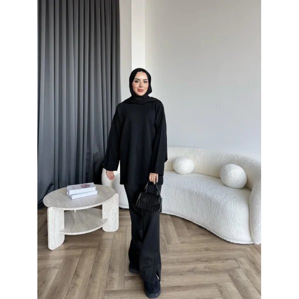 Gülsy Kol Detay Simli Triko Kazak - Siyah