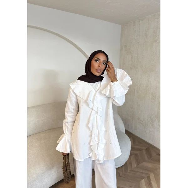 Gültür Taşlı Takım - Beyaz