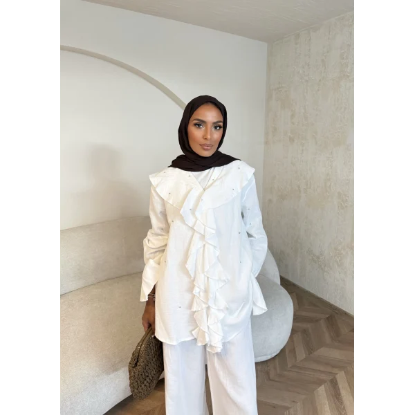 Gültür Taşlı Takım - Beyaz