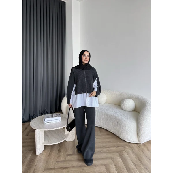 Hanne Gömlek Detaylı Takım - Antrasit