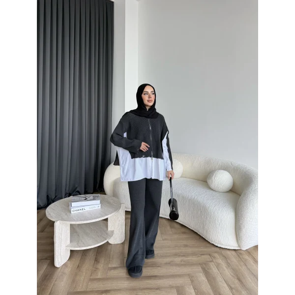 Hanne Gömlek Detaylı Takım - Antrasit