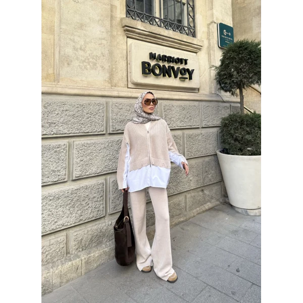 Hanne Gömlek Detaylı Takım - Bej