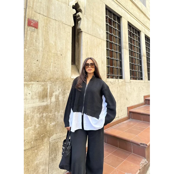 Hanne Gömlek Detaylı Takım - Siyah