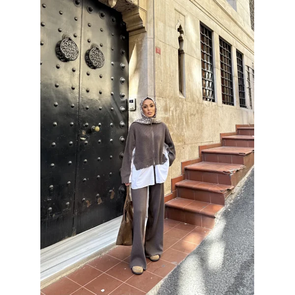 Hanne Gömlek Detaylı Takım - Vizon