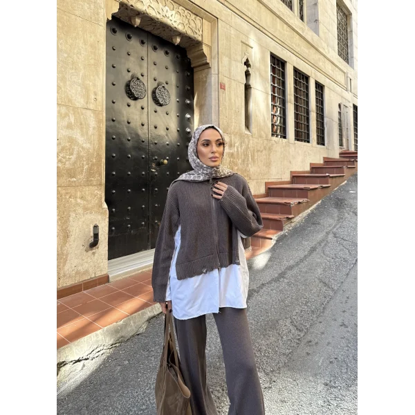 Hanne Gömlek Detaylı Takım - Vizon