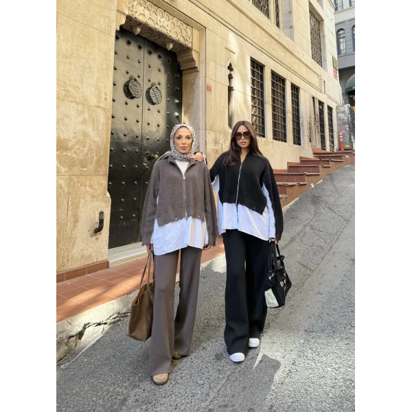 Hanne Gömlek Detaylı Takım - Vizon