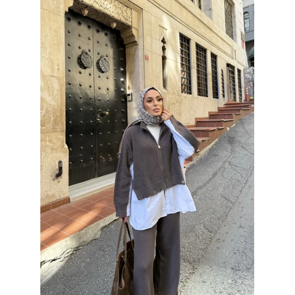 Hanne Gömlek Detaylı Takım - Vizon