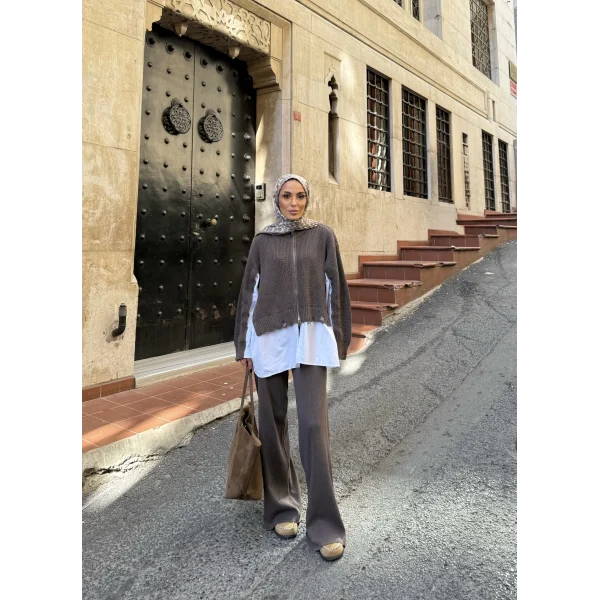 Hanne Gömlek Detaylı Takım - Vizon