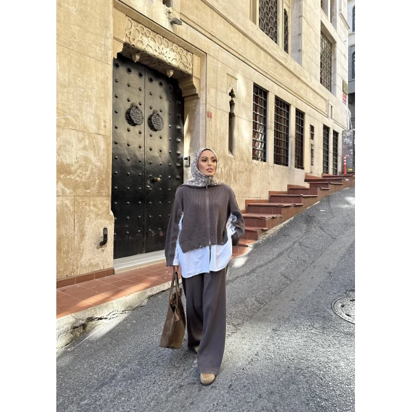 Hanne Gömlek Detaylı Takım - Vizon