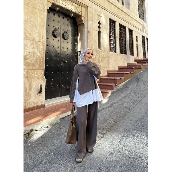 Hanne Gömlek Detaylı Takım - Vizon