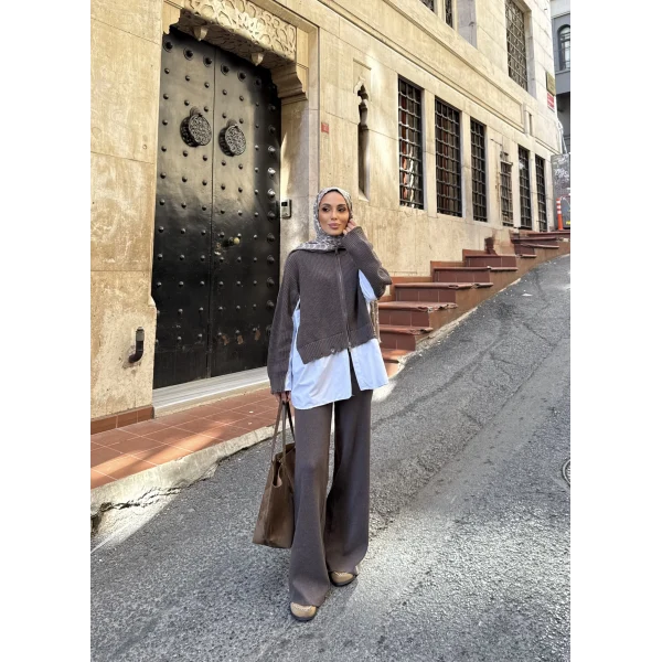 Hanne Gömlek Detaylı Takım - Vizon