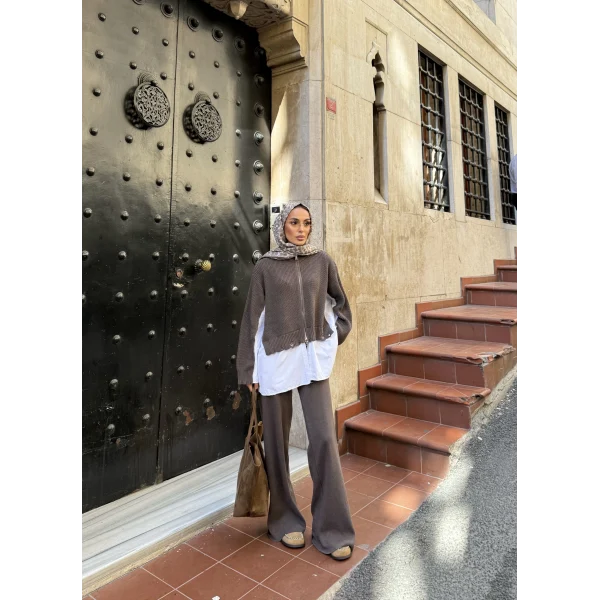 Hanne Gömlek Detaylı Takım - Vizon