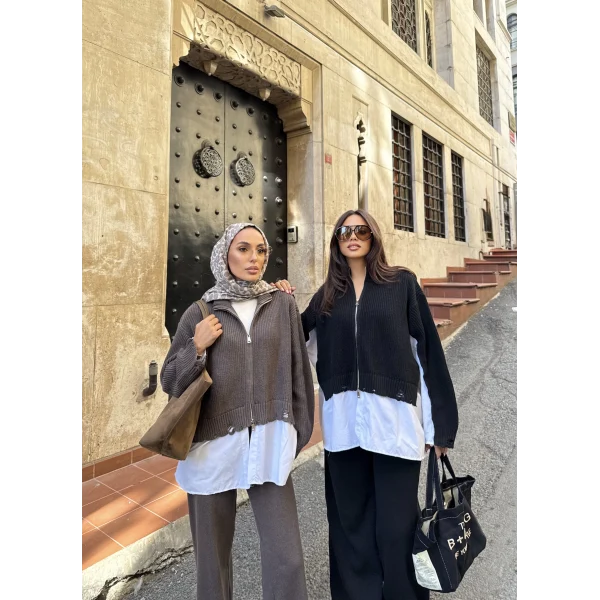 Hanne Gömlek Detaylı Takım - Vizon