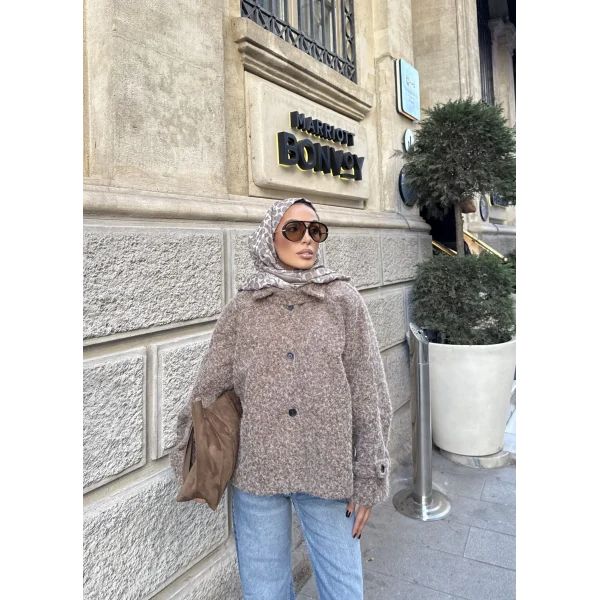 Hansa Düğmeli Kaban Ceket - Vizon