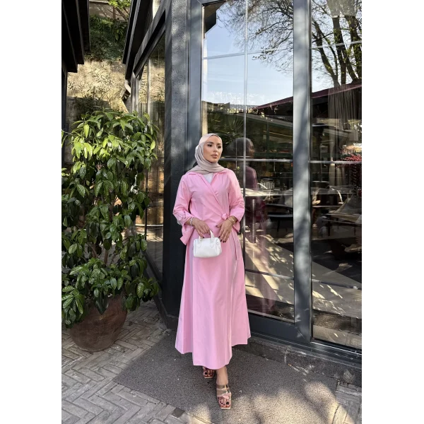 Havan Çapraz Elbise - Pembe