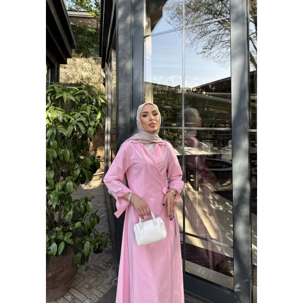 Havan Çapraz Elbise - Pembe