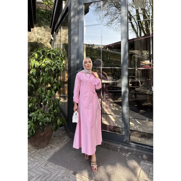 Havan Çapraz Elbise - Pembe